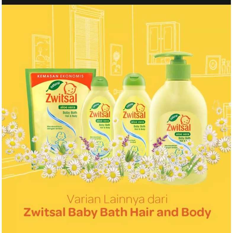 Zwitsal 2 in 1 Natural Baby Bath Hair &amp; Body reffil 450ml