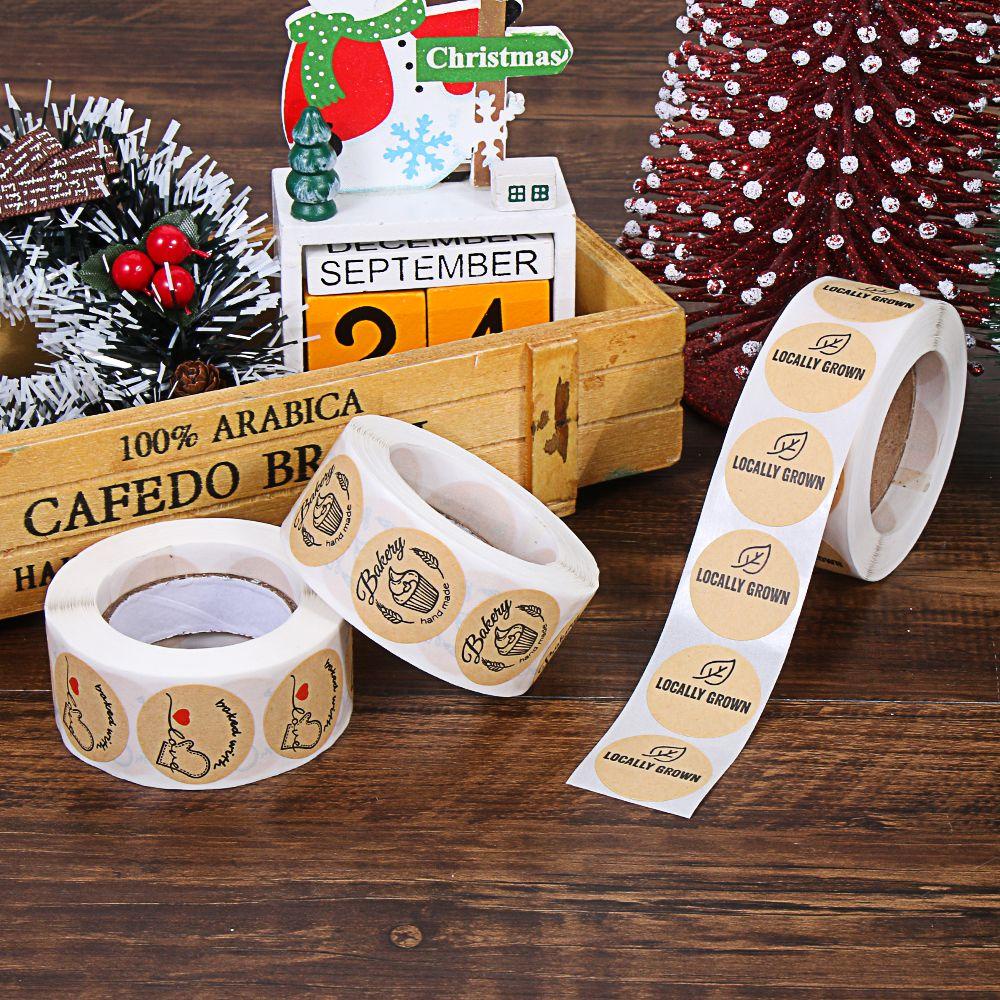 R-flower 500PCs/Roll Bakery Sticker Hadiah Dekor Perekat Label Seal Sticker Box Decor Label Untuk Makanan Panggang Kue Roti