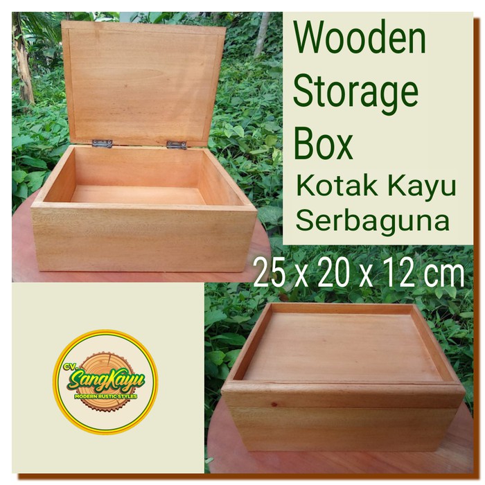 Kotak kayu serbaguna 25x20x12cm wooden storage box tempat perhiasan