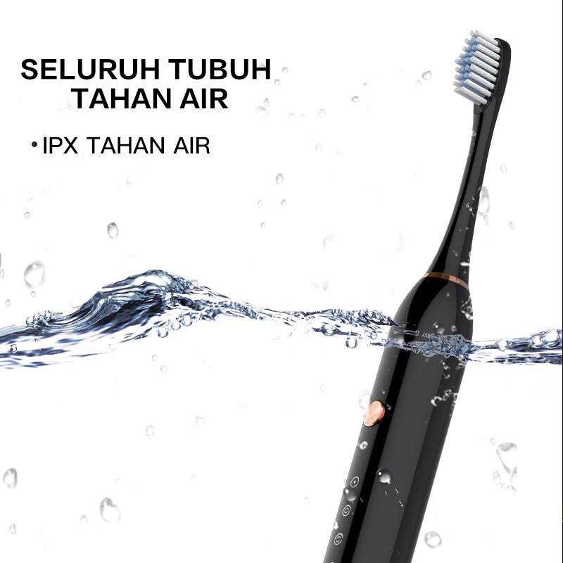 RM-09 Sikat Gigi Elektrik Listrik Otomatis Toothbrush Automatic Waterproof 5 Mode 3 Sikat Lembut