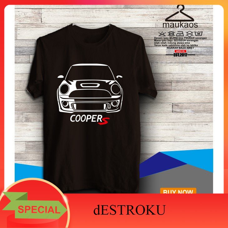dESTROKU Kaos Mobil Mini Cooper S Kaos Otomotif