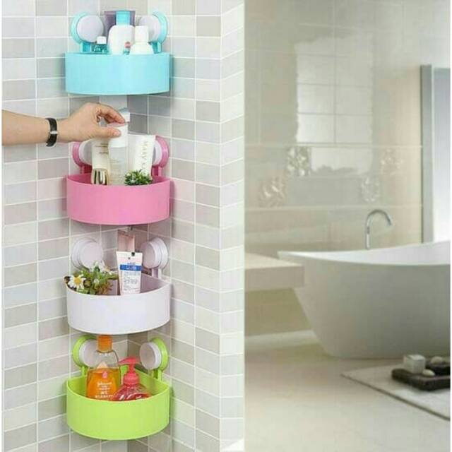 Rak Sudut Serbaguna Tempel - TRIANGLE SHELVES Kamar Mandi Bathroom Organizer