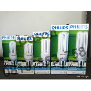 PHILIPS Essential Genie 11W E27 - Lampu Hemat Energi - Cahaya Kuning atau Putih