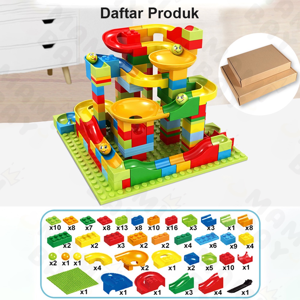 Mamibayi 168 PCS Mainan balok mainan edukasi marble run block