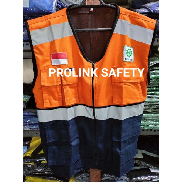 ROMPI SAFETY BAHAN DRILL ORANYE DONGKER BEELOGO K3 BENDERA PAKAI FURING TEBAL