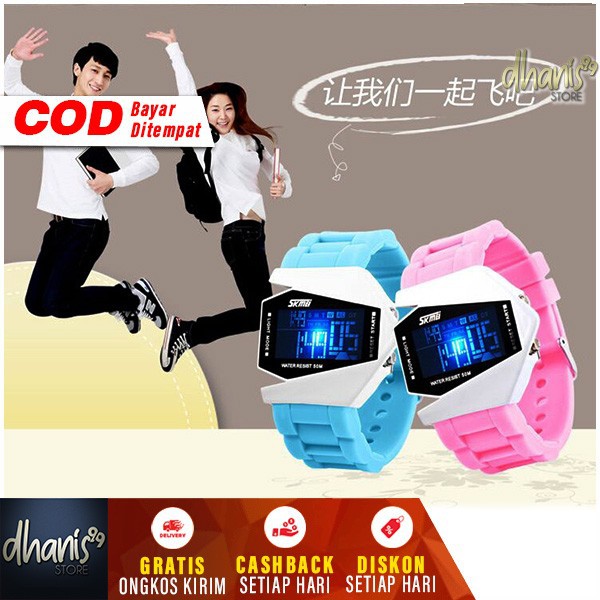 SKMEI Jam Tangan Airplane Digital Pria Keren Jamtangan Pesawat Trendy Cowok Wristwatch Man Terbaru