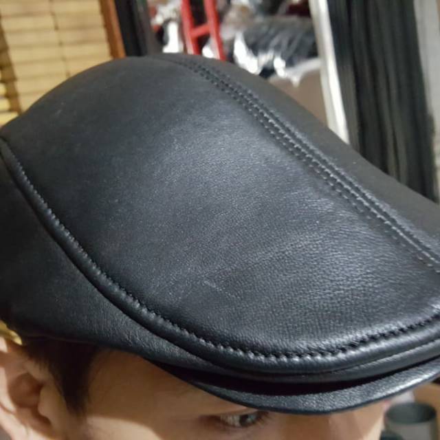 Topi Gaul Kulit Asli - Topi Pria Kulit - Topi Kulit Asli Garut