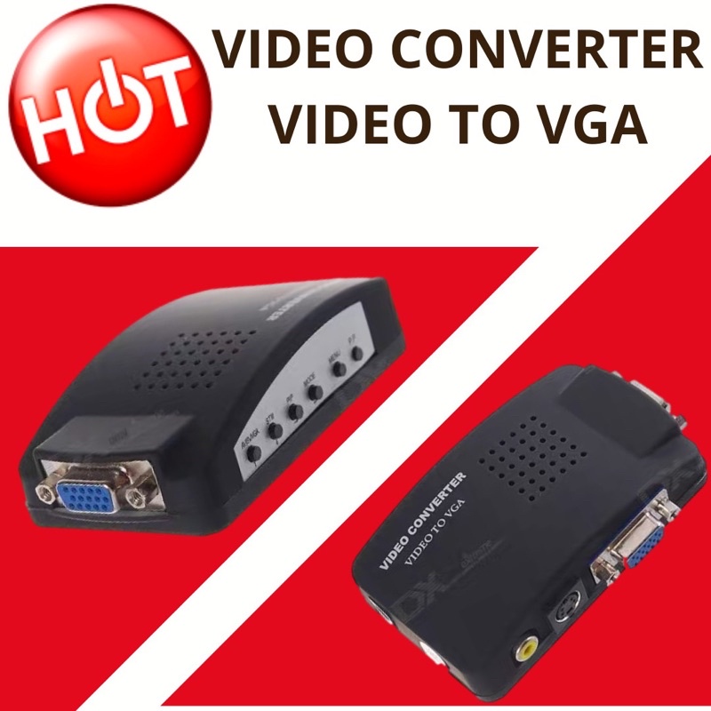 CONVERTER VIDEO TO VGA / RCA TO VGA / AV TO VGA KONVERTER AV TO VGA