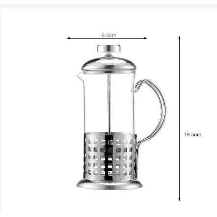 [TOSERBA_EMAK] -  French Press Manual Coffee Maker Pot Beans Pattern - Silver