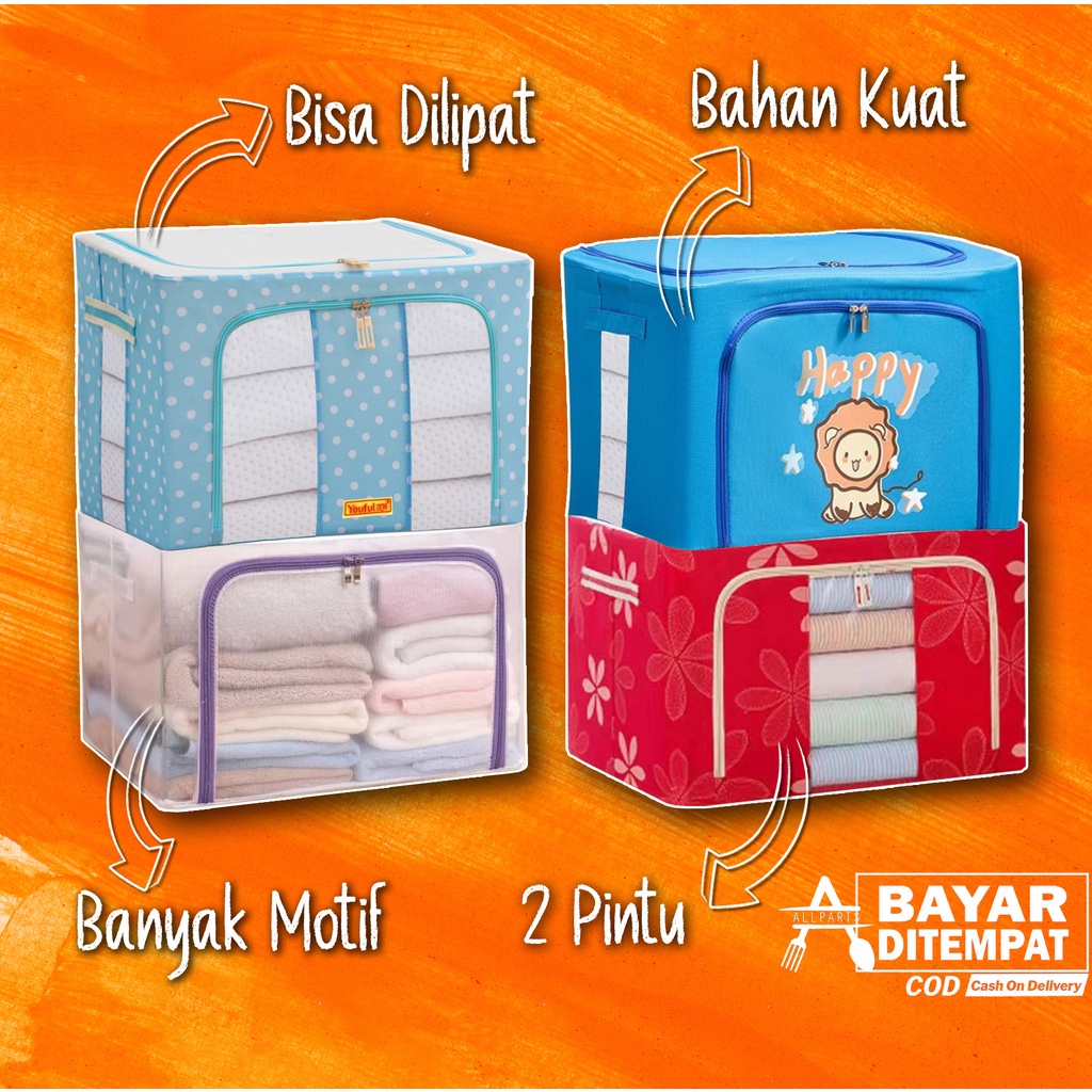 TEMPAT BOX STORAGE MAINAN ANAK KOTAK PENYIMPANAN 66L KERANJANG PAKAIAN MAINAN BOX BESAR PENYIMPANAN SERBAGUNA WADAH BAJU BAYI PAKAIAN MAINAN