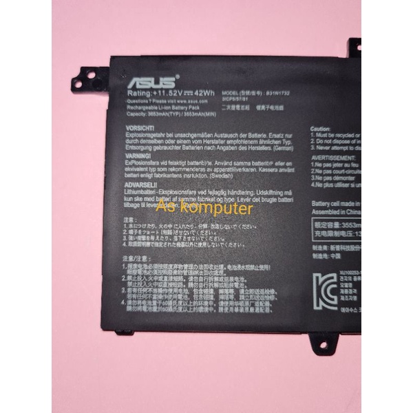 Baterai Battery Asus Vivobook S14 S430 S430U K430 R430 B31N1732 Original