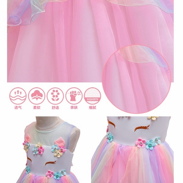 Unicorn Dress Anak Little Pony Premium Gaun Anak Perempuan Birthday Party Lembut Cute Princess dress