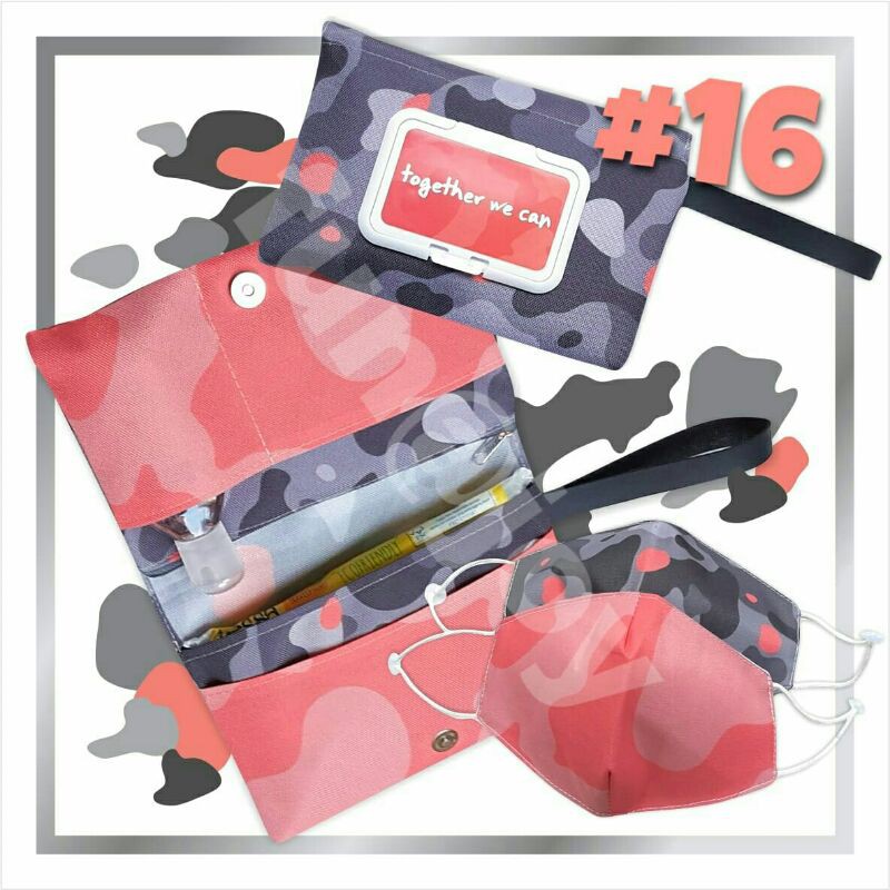 Tissue pouch organizer  4 in 1 for new normal + 2pcs non medical mask / 16