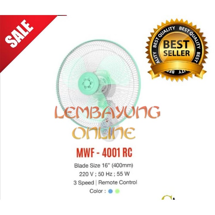 MASPION MWF-4001 RC Wall Fan / Kipas Angin Dinding (Remot)
