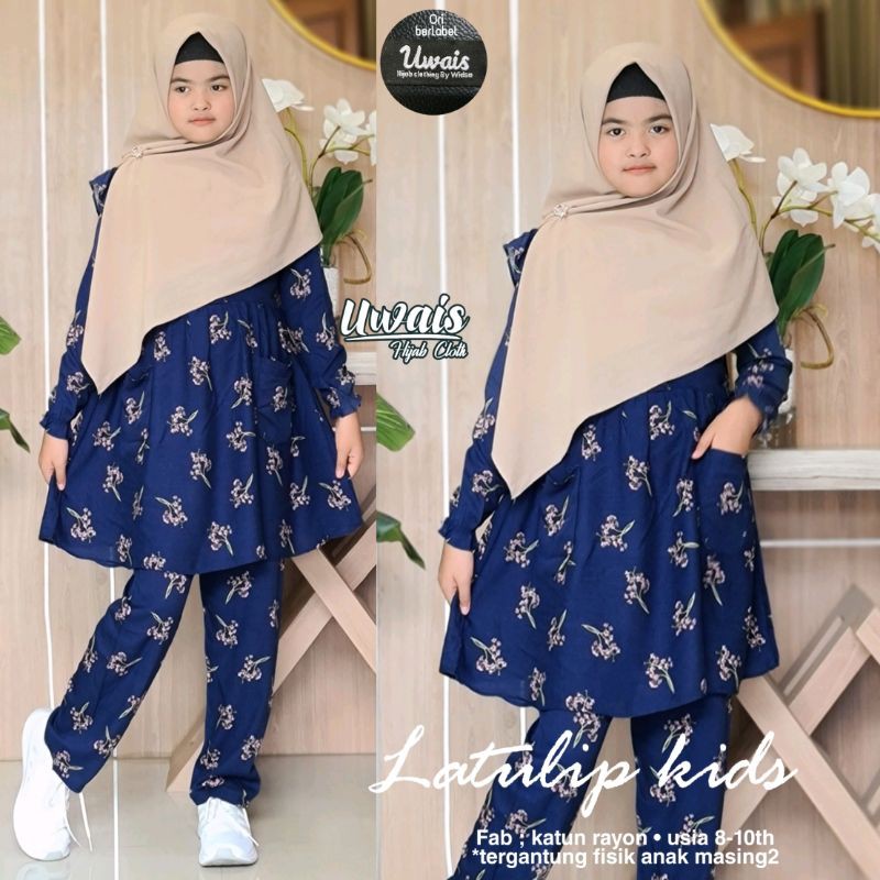 Latulip Set - Setelan Anak Wanita Atasan Tunik dan Celana Bahan Katun Rayon Motif Bunga Kembang