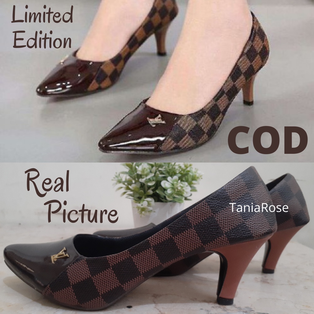 Sepatu Kerja Wanita Kantoran Perempuan High Heels Cantik Hak Tinggi Coklat Cewek Keren Ibu Guru SP05