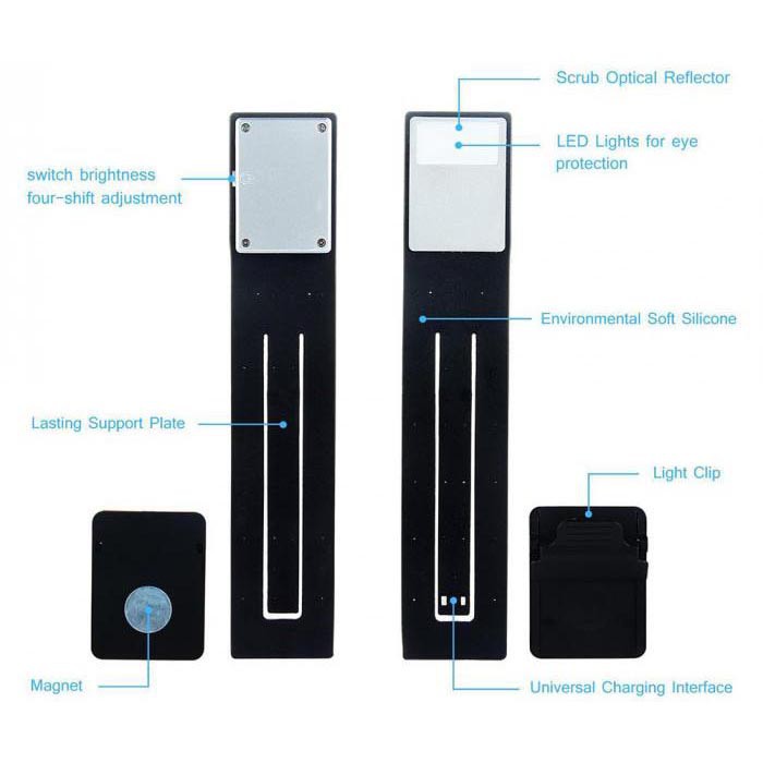 Lampu Baca LED Detachable Flexible Clip Bookmark Lights - KD-20