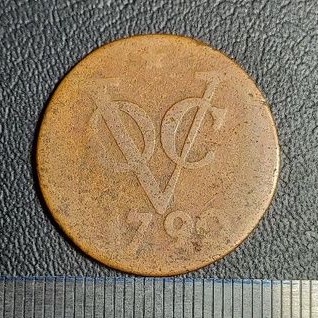 #17.VB. UANG KUNO / KOIN KUNO VOC BELANDA 2 DUIT TAHUN 1790