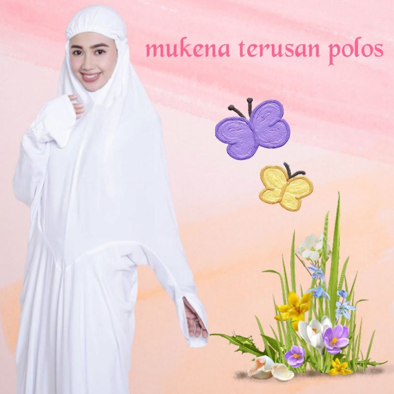Mukena Bali Polos Putih Terusan