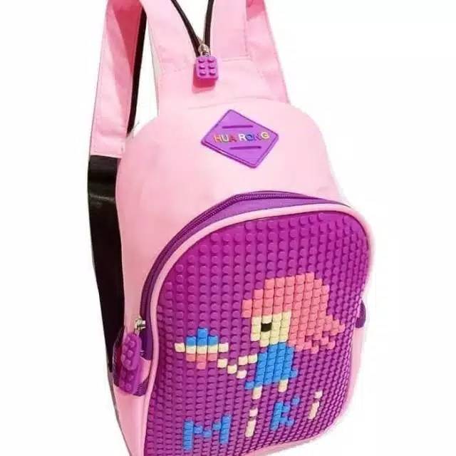 Tas Sekolah LEGO 2in1 bisa Ransel &amp; Selempang / Backpack Lego Untuk PAUD dan TK free Pixel Lego