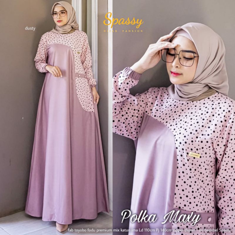 Polka Maxy By:Spassy/Gamis/Dress/Gamis Murah/Dress Muslim/Fashion Muslim Wanita
