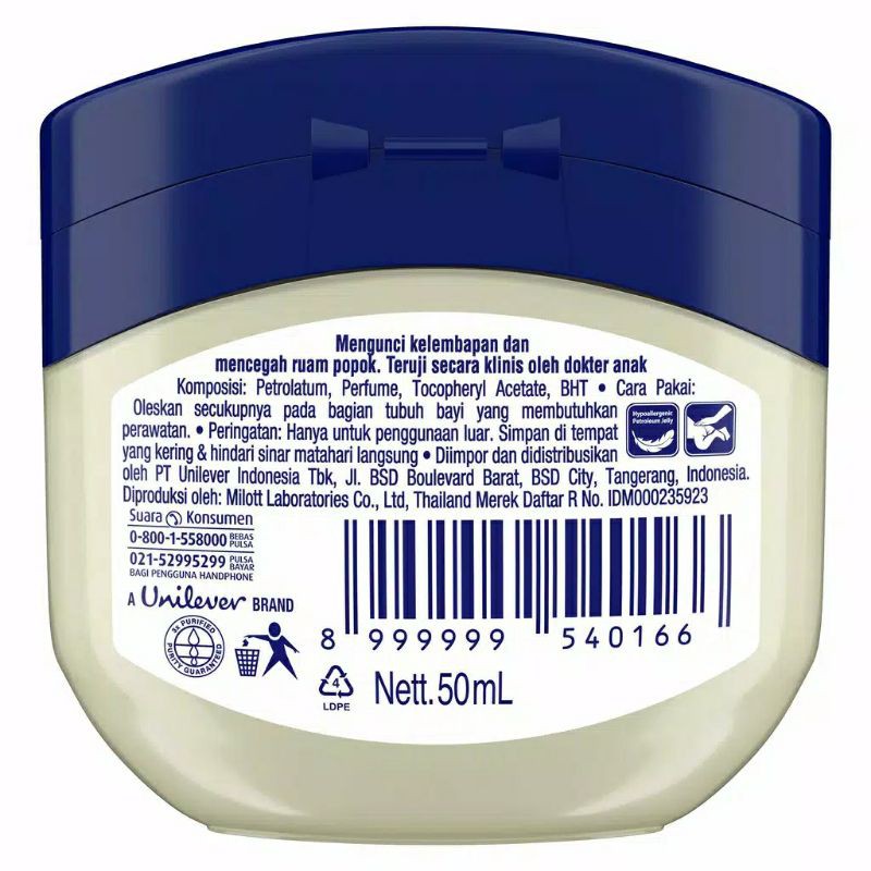 Vaseline Hypoallergenic Repairing Jelly Baby 50 ml - Cream Kulit Bayi