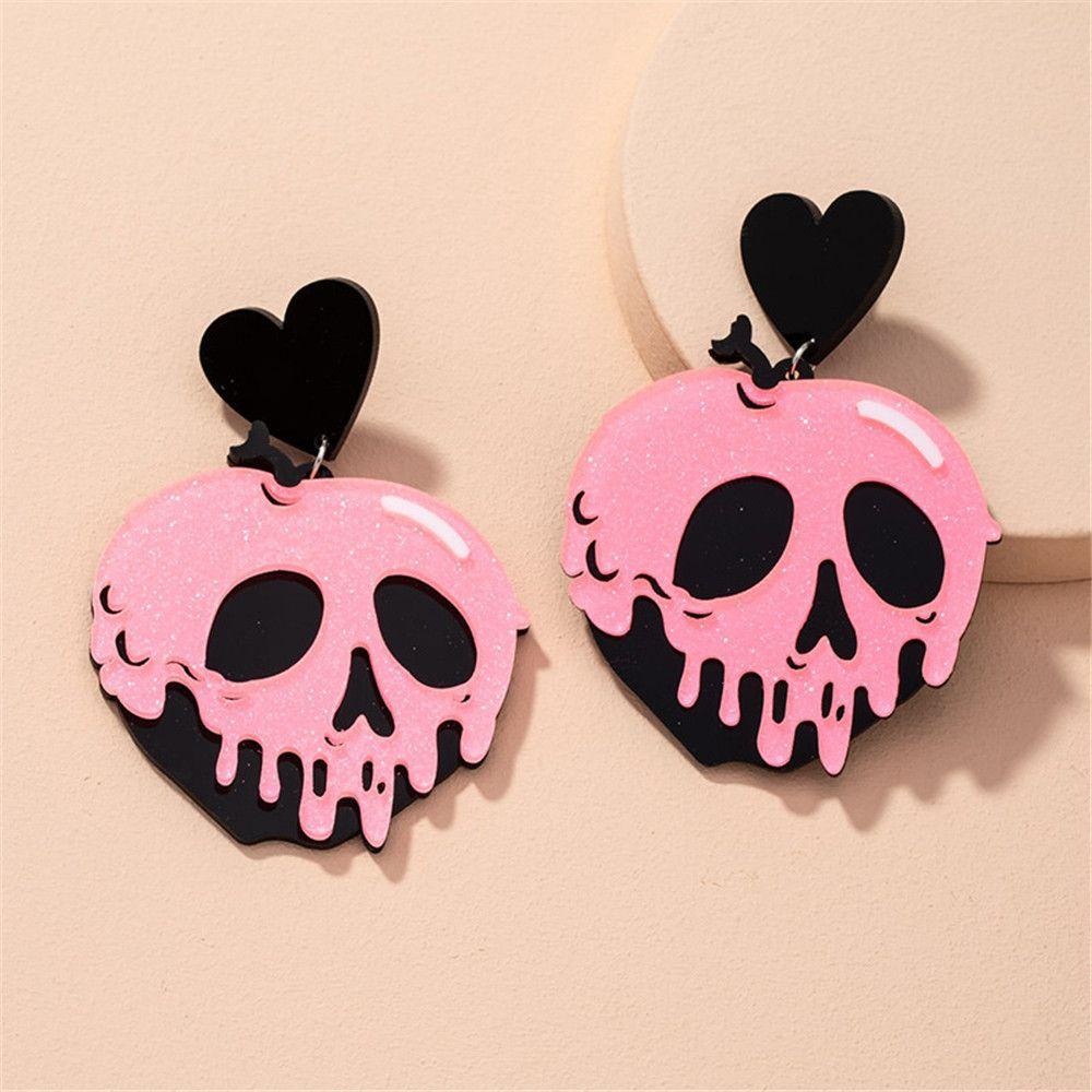 Lily 1pasang Anting Halloween Bahan Akrilik Hip-hop Warna Permen Korea