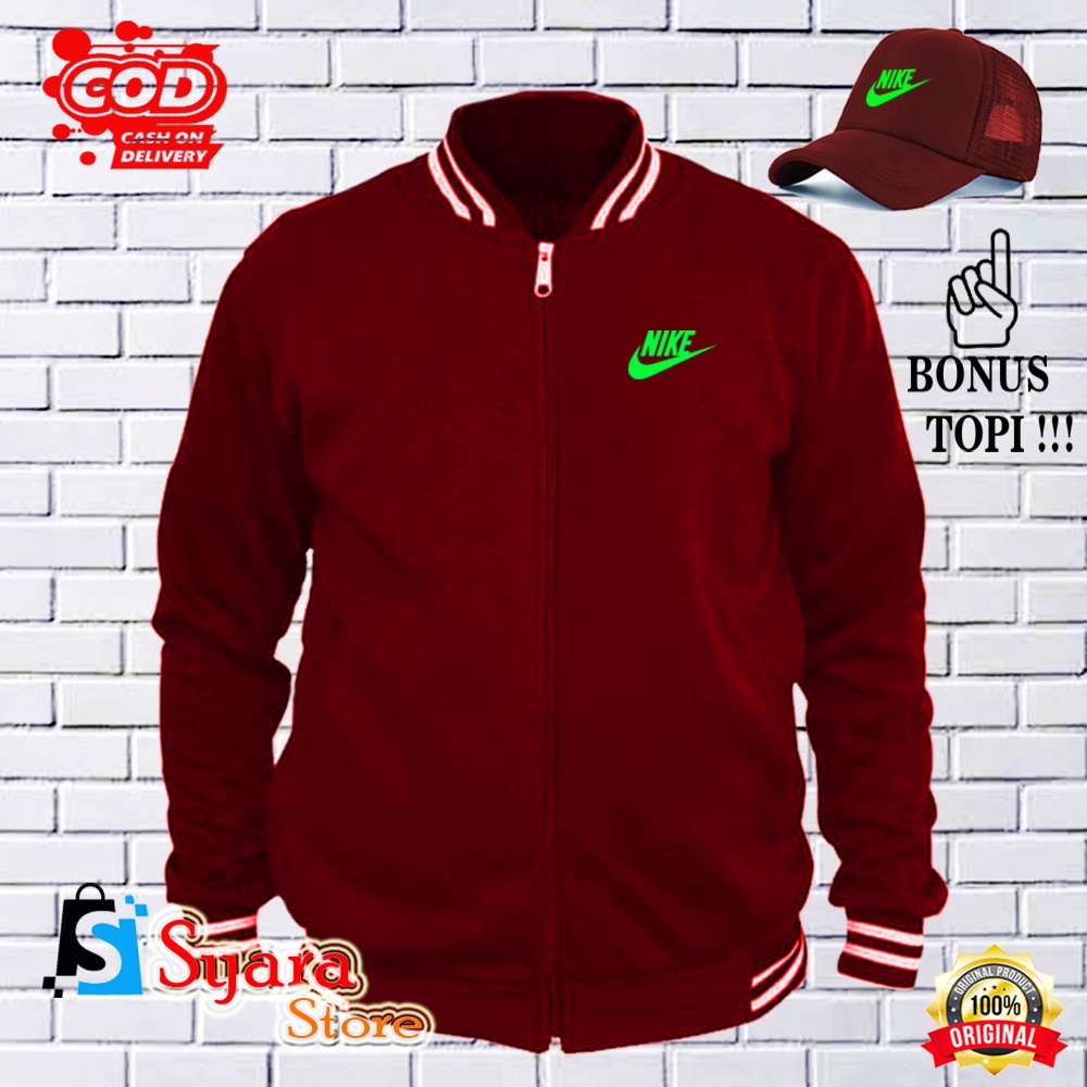Syara Store / BONUS TOPI.. Jaket Varsity Baseball Nike Stabilo/ Jaket Distro Varsity / Jaket Basebal