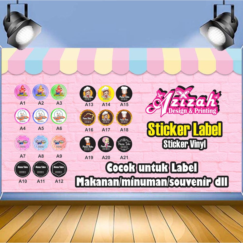 

Sticker Label Bulat untuk kemasan Makanan Minuman Souvenir dll VINYL