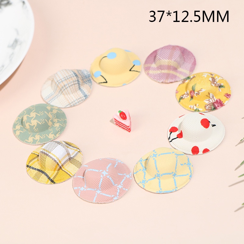 1pc Miniatur Topi Matahari Motif Bunga Kartun Skala 1: 12 Untuk Rumah Boneka