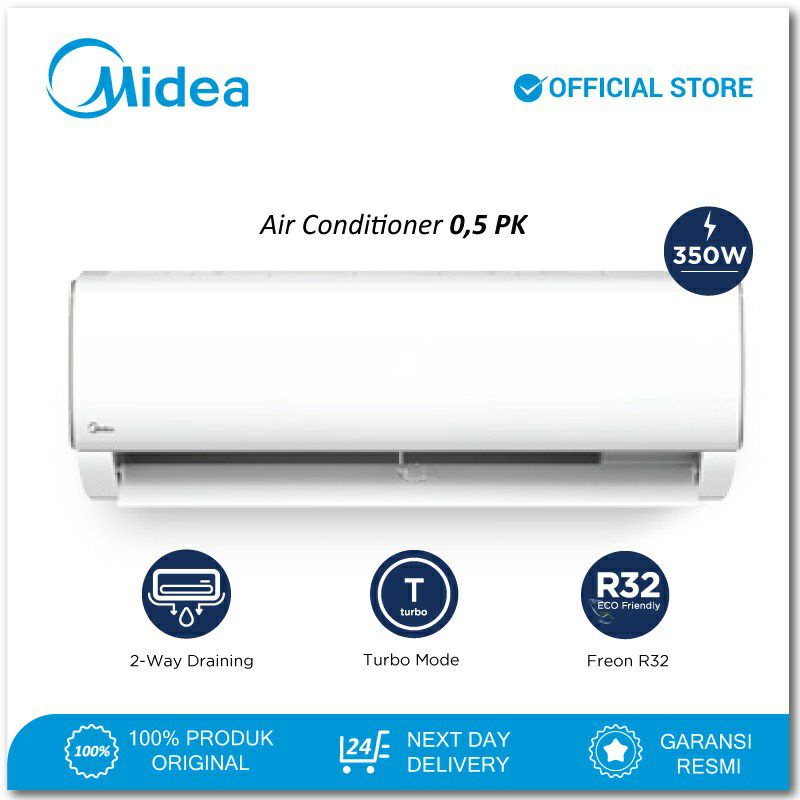 AC Midea plus pasang setengah pk msaf05crn2 daya listrik 350 watt