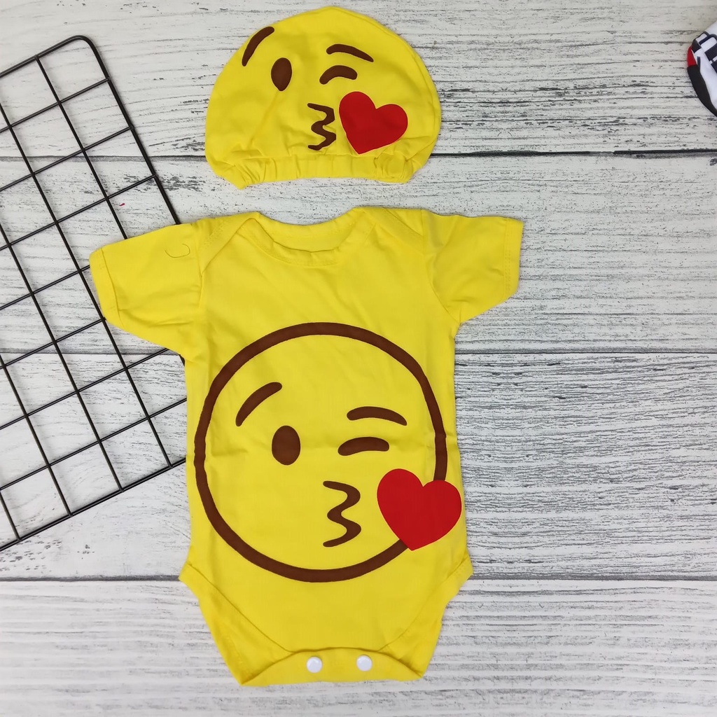 Baju Jumper Bayi Laki -laki Perempua Untuk Usia 0-12 Bulan Motif Lucu Emoji Smile