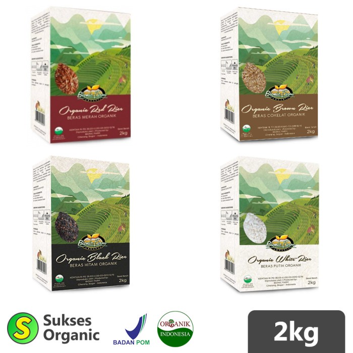 

978EqW Bionic Farm Beras Organik | 2Kg | Putih Merah Coklat Hitam - Putih WQ0112