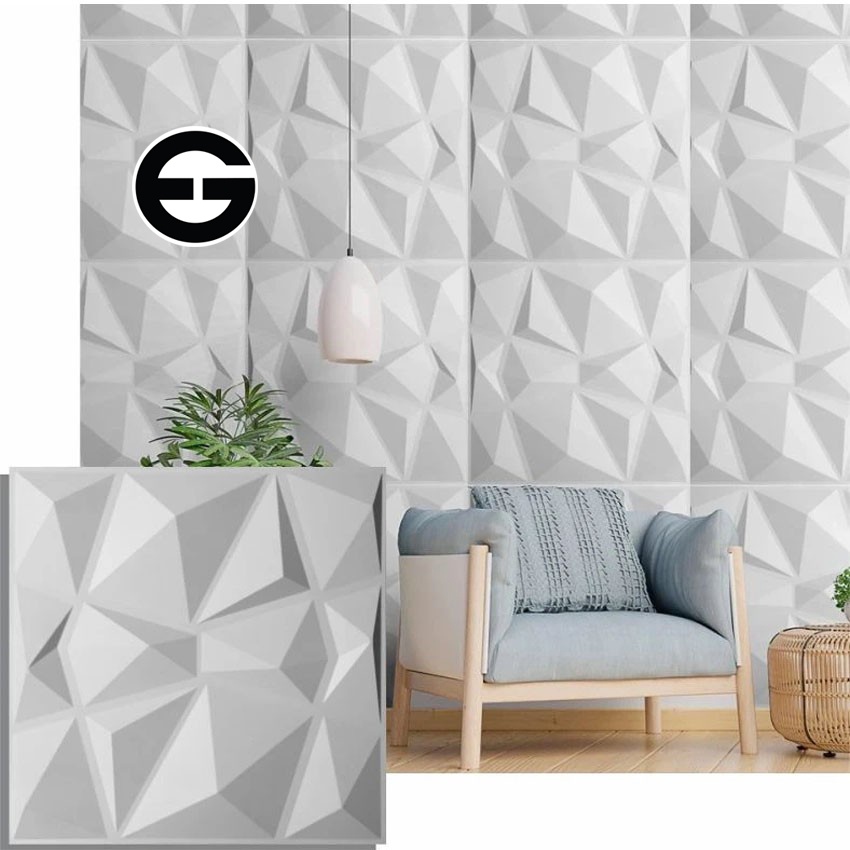 WA Wallpaper Foam 3D Batik Panel Diamond Triangle Dinding Sticker-2