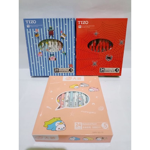 

SATU PACK ( Isi 24 PCS ) Pensil Mekanik Tizo Karakter Lucu 0.5 mm Pensil Mekani Fancy Karakter 0.5mm