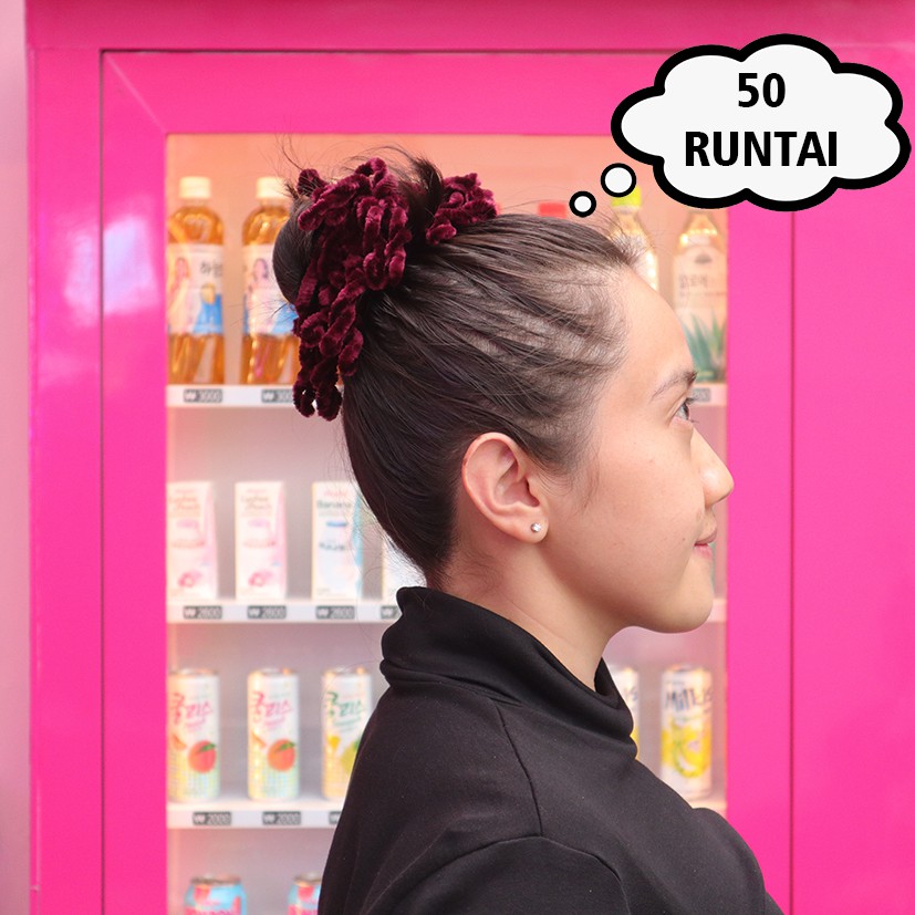 Ikat Rambut Ubur Ubur Kunciran Cendol Jumbo Hijab Cepol Aksesoris Murah-50 HELAI