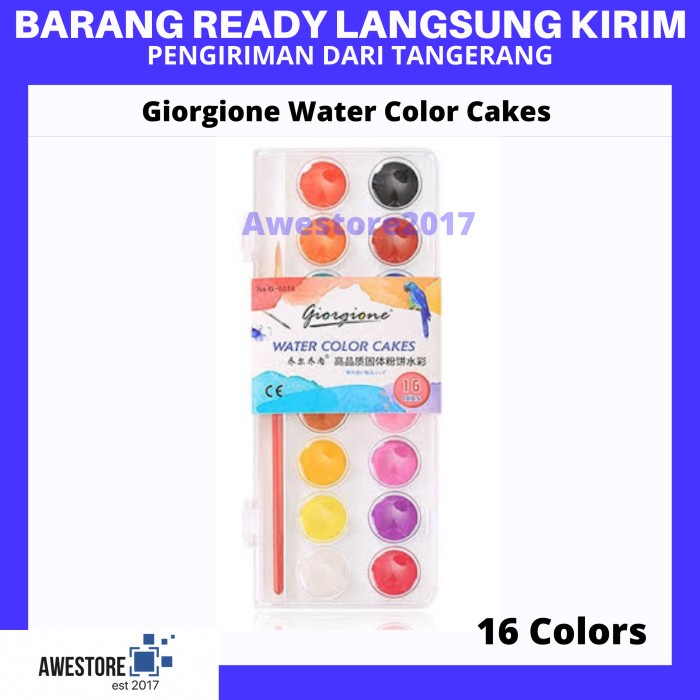 

Produk Terbaru Giorgione 16/48 Warna Water Color Cake Watercolor Cat Air Kuas Lukis