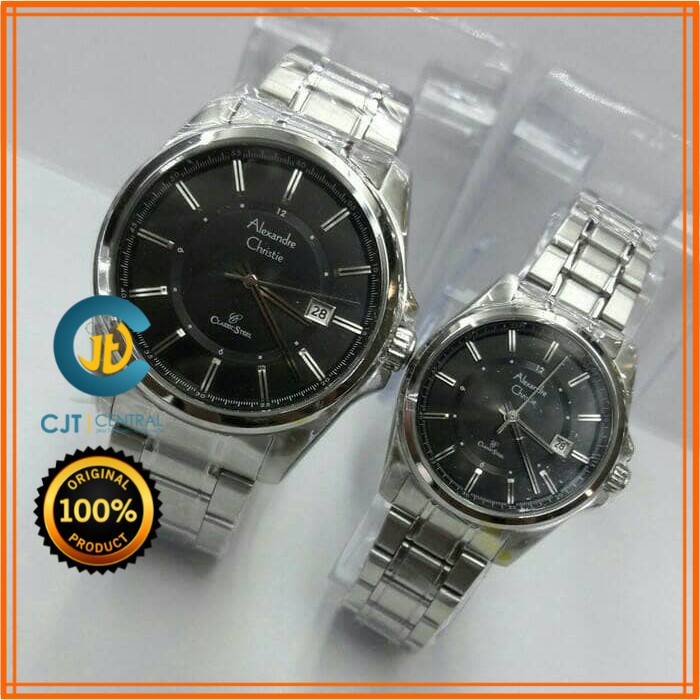 ALEXANDRE CHRISTIE AC 8502 COUPLE - SILVER BLACK - GARANSI RESMI 1TAHUN