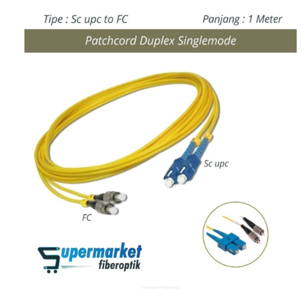 Patchcord Fiber Optik Duplex SingleMode SC UPC to FC Panjang 1 Meter