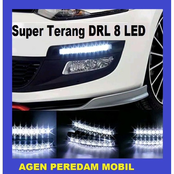 Lampu Led Drl 8 Mata Running Light tidak gerak Mobil 2 Pcs Waterproof anti air termurah