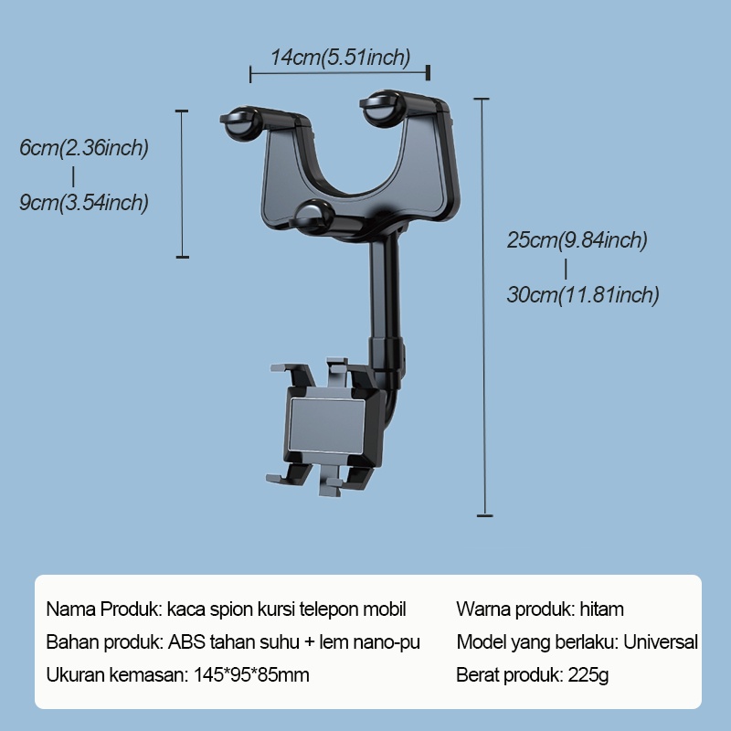 Holder Hp Mobil  Putar 360 derajat  Holder Kaca Spion Multifungsi