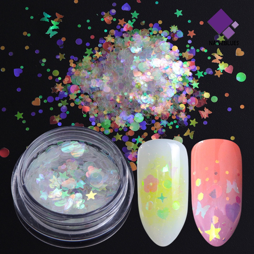 Naiveblue &gt; Sequin Glitter Butterfly / Bintang / Hati Untuk Dekorasi Nail Art / Manicure DIY