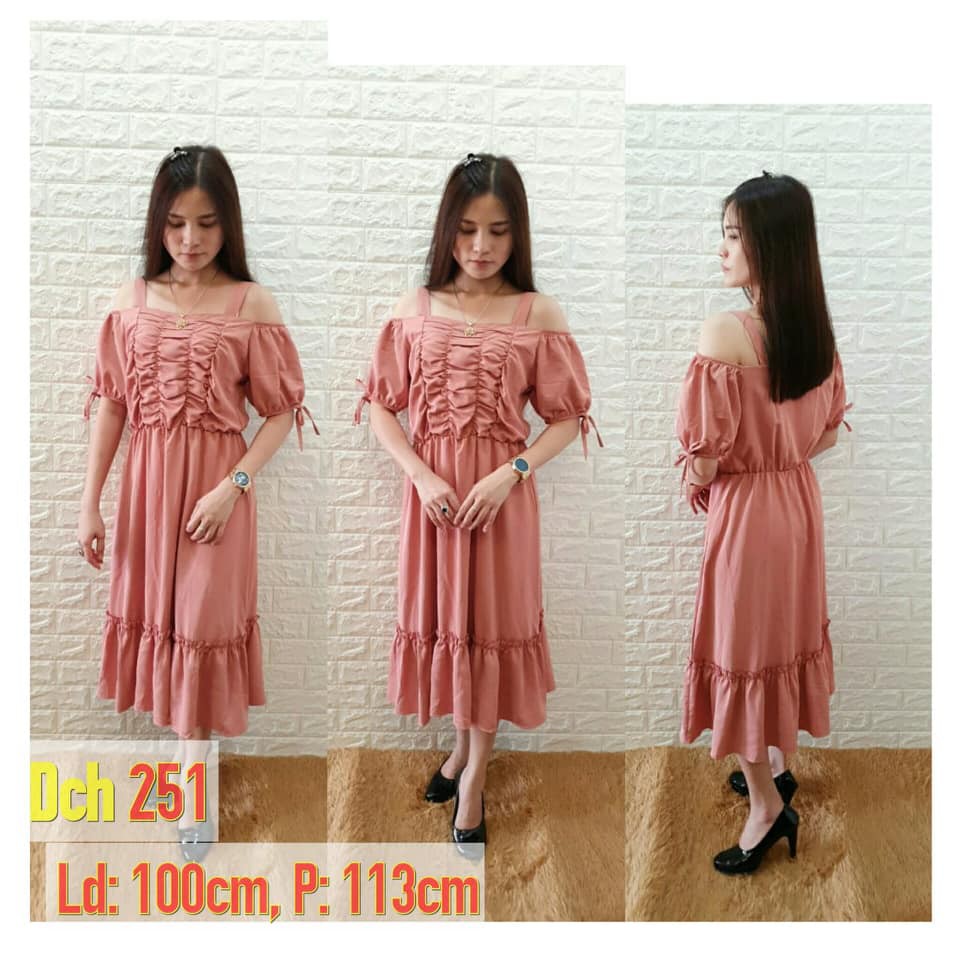 Dress Sabrina Dada Kerut Import Murmer Dch251