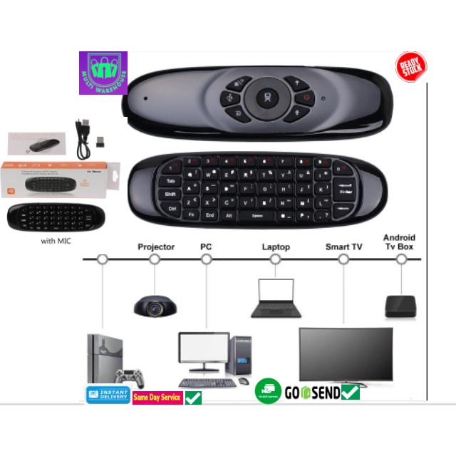 C 120 Air Mouse Wireless Keyboard Fly Remote Control Android TV Mini