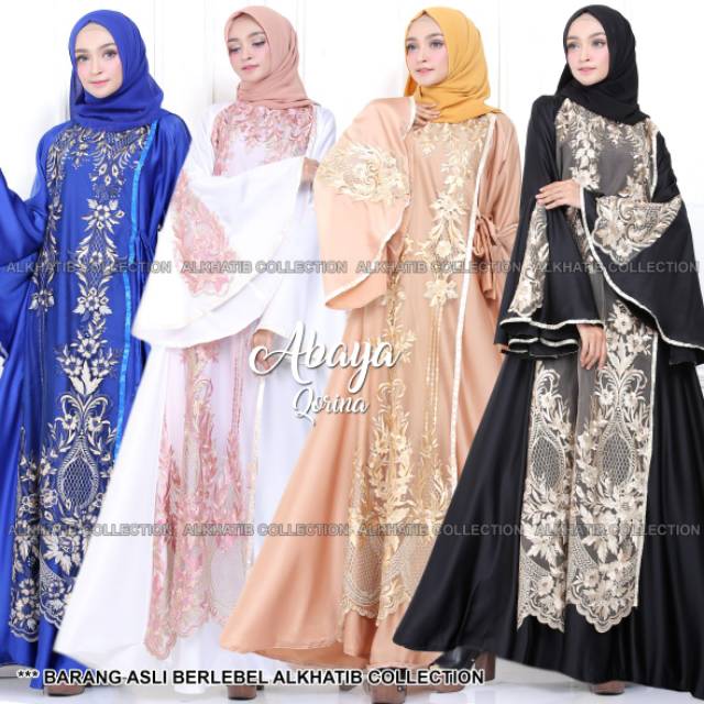 ABAYA UMBRELLA KEKINIAN QORINA WARNA HITAM GOLD BIRU DAN PUTIH ALKHATIB COLLECTION