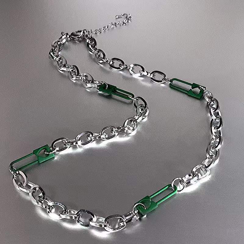 Kalung Rantai Tebal Gaya Punk Hip Hop Bahan Metal Untuk Wanita