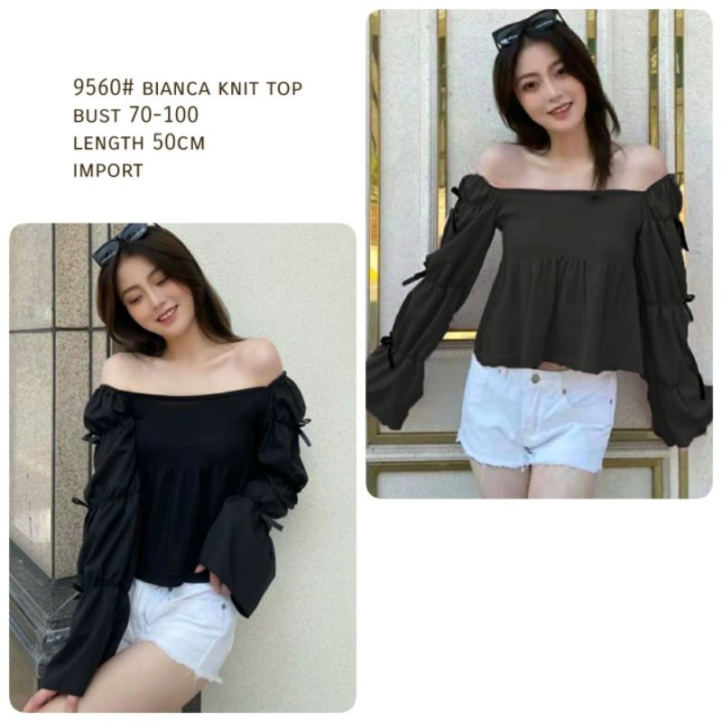 MDLV ~ 9560# Bianca Knit Top Sabrina Top Sabrina Rajut Fashion import