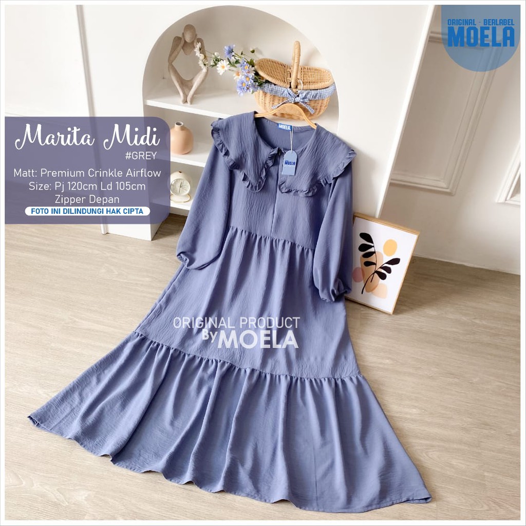 (SIAP KIRIM) Marita Midi Dress By Moela