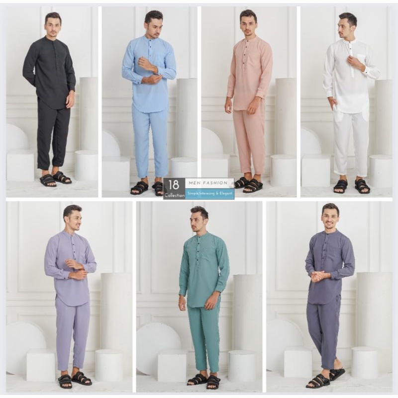 Koko Kurta Dewasa Polos Lengan Panjang Satu Set Baju Dan Celana