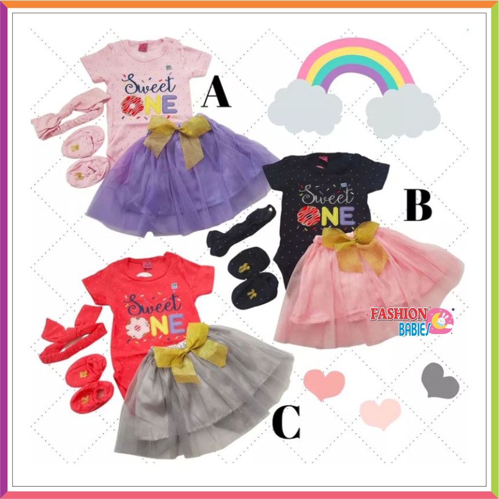 ❤ Baby Fashion ❤ 4in1 SET TUTU BAYI + BANDANA + SEPATU PEREMPUAN 3-12BLN / BABY GIRL TILE SET / KADO